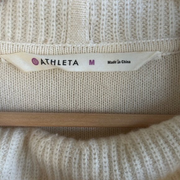 Athleta Sweater Cashmere Long Sleeve Smock Cowl Neck Hood Kangaroo Pocket SZM - Picture 7 of 8